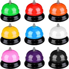10 Pcs Game Call Bell Colorful Desk Bell Metal Ring Bell 3 Inch Diameter Hand Bells Bulk for Adults Service Bell for Desk Hotel Restaurant Office School Kitchen Bar Counter Supplies