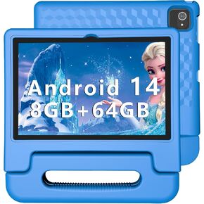 Kids Tablet with Strap, Android 14 Tablet for Kids 10 inch , Toddler Tablet Octa-Core 64GB 1TB Expandable, Children's Tablet with Case, Bluetooth WiFi Parental Control Dual Camera, 12-hr battery