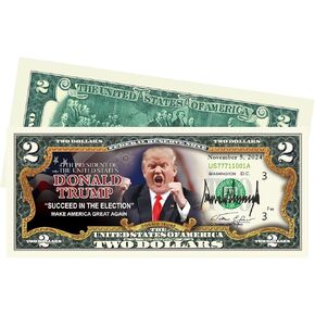 Trump 2 Dollar Bill Fighting for America, Donald Trumps $2 Bill, Trump Never Surrender Colorized Mugsho $2 Bill Uncirculated Commemorative Coin Trump Merchandise(Fight to a Finish)