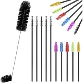 Hummingbird Feeder Cleaning Brush 19 Pieces 3 Size Mini Nylon Brush Set Double Headed Hummingbird Brush Clean Hard to Reach Places Tiny Cleaning Brush Kit 2 in 1 Hummingbird Brush(Black)