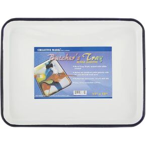 Creative Mark Butcher Tray Palette - Triple Coated Enamel Tray Palette for Painting, Color Theory, Mixing, and More! - 11" x 15"