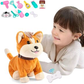Puppy Toys for Girls - Golden Retriever Plush Dog Toy with Sitting, Walking, Barking, Tail Wagging & Recording, Touch & Voice Control Walking Dog Toys for Kids 3+ Years Old