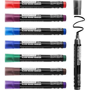 maxtek Neon Dry Erase Markers for Glass,Window Markers for Dry Erase Board,Chalkboard,LED Note Board,Acrylic Refrigerator Calendar,Chisel Tip,Low Odor,Assorted Colors,9 Count
