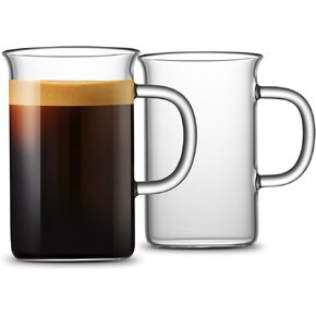 LUXU Glass Coffee Tea Cups(Set of 2)-13 oz,Clear Glass Mugs,Tall Drinking Glasses for Cappuccino,Latte,Espresso,Lead-free Drinking Glasses Great for Juice,Water,Beer,Milk Hot And Cold Drinks