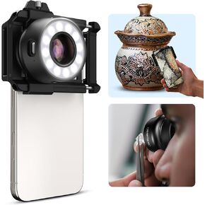 APEXEL Jewelers Loupe Magnifier, 120X Phone Microscope Lens with Eyecup/Illuminated LED Light/Universal Clip, Compatible with iPhone/Android Gems, Jewelry, Coins, Portable Mini Pocket Microscope