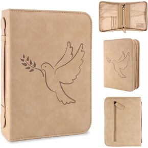 Bible Cover - Elegant Bible Case with Handle and Pockets, Large PU Leather Waterproof Bible Bag, Bible Covers for Women, Book and Bible Protector for Book Lovers, Bible Carrying case