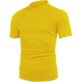 Poriff Mens Casual Turtleneck Mock Neck T Shirt Slim Fit Short Sleeve Summer Basic Tops