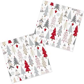 Christmas Paper Napkins White 80 Pieces Green Tree Party Napkins Dinner Napkins Disposable for Christmas Dinner Table Decorations