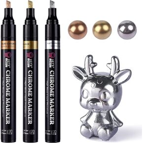 LET'S RESIN Liquid Mirror Chrome Metallic Markers, Reflective Gloss, 2-5mm Larger Application Area, 3 Colors Epoxy Resin Tools/Supplies for Coloring, Stroke, Painting, DIY Craft