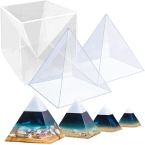 RESINWORLD Super Large Clear Silicone Pyramid Molds for Resin, 2Pcs Inner Pyramid Silicone Molds + 1Pcs Plastic Frame, Shiny Resin Mold for Chakra Orgonite Orgone Pyramid DIY