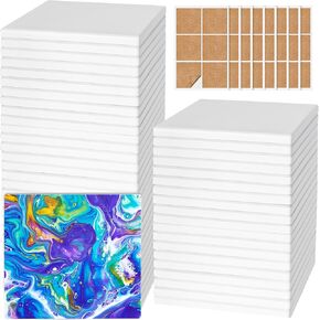 Ceramic Tiles for Crafts, GOH DODD 48 Pack Unglazed Blank Coasters White Tiles with 48Cork Backing Pads for Alcohol Ink, Painting, Acrylic Pouring, DIY, Art Projects, Decorating, Sqaure, 4 Inch