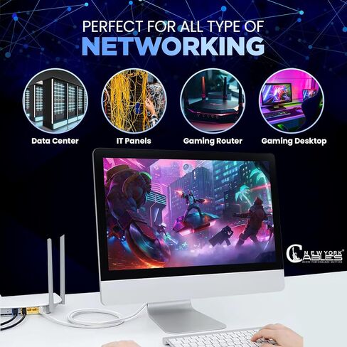 NewYork Cables™ حزمة من 5 كابلات تصحيح Cat6 Ethernet | سلك تصحيح الشبكة بموصل RJ45 بطول 10 أقدام | سلك نحاس عاري نقي 4 أزواج UTP 24 AWG | كابل LAN ذو نطاق ترددي عالي 10 جيجا بايت، 550 ميجا هرتز (رمادي) in Kuwait
