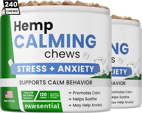 Advanced Dog Calming Chews - Anxiety Relief Treats w/Melatonin + Valerian Root - Calm & Sleep Aid Bites - Stress Relief During Fireworks Storms Separation - Anti Anxiety & Aggression Pill in Kuwait