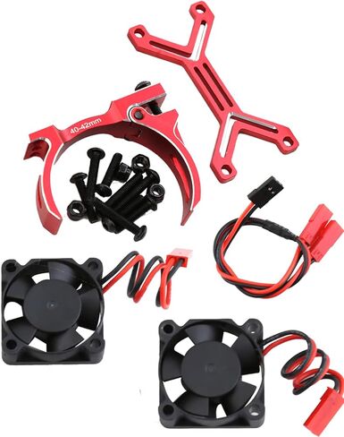 Motor Cooling Fan Upgrades Part for 1/8 1/7 Arrma RC Car,Brushed Brushless 20000 RPM High Speed 30mm Cooling Fan Heatsink with 40-42mm Adjustable Mount for 4274 4068 4268 Motor,Red in Kuwait