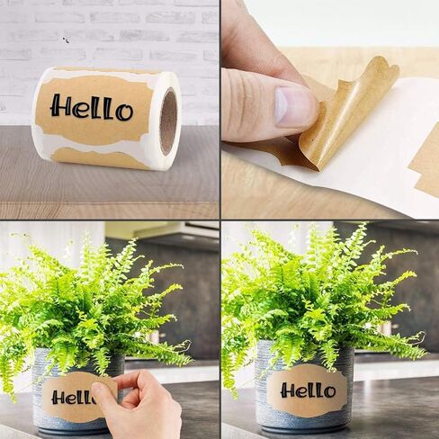 SallyFashion Kraft Gift Label Stickers, 3x2 Inch, 200 Pack, Adhesive Decorative Labels for Party Favors, Food, and Presents in Kuwait