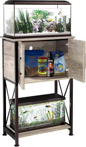20-29 Gallon Aquarium Stand Metal Frame Fish Tank Stand with Cabinet Storage, for 20 Gallon Long Aquarium,30.7" L*16.5" W Tabletop,330LBS Capacity Grey PG01YGZ in Saudi Arabia