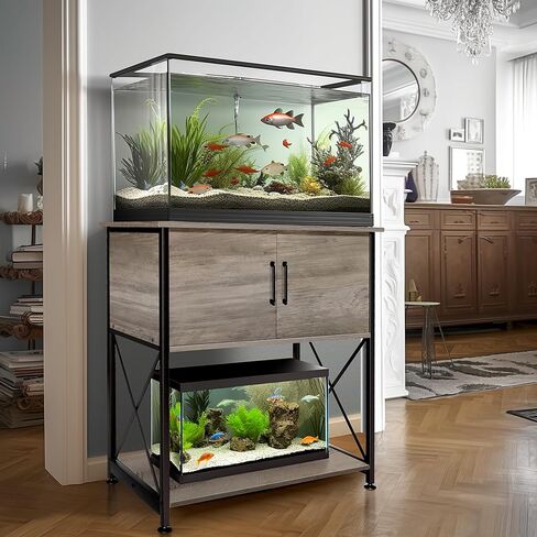 20-29 Gallon Aquarium Stand Metal Frame Fish Tank Stand with Cabinet Storage, for 20 Gallon Long Aquarium,30.7" L*16.5" W Tabletop,330LBS Capacity Grey PG01YGZ in Saudi Arabia