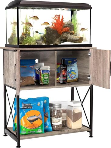 20-29 Gallon Aquarium Stand Metal Frame Fish Tank Stand with Cabinet Storage, for 20 Gallon Long Aquarium,30.7" L*16.5" W Tabletop,330LBS Capacity Grey PG01YGZ in Saudi Arabia