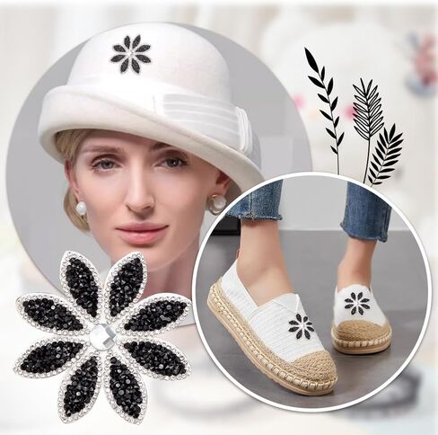 FINGERINSPIRE 8 قطع زهرة حجر الراين الإصلاح يزين 2.2x2 قطر الحديد على بقع الكريستال زهرة بيضاء حجر الراين يزين كريستال اللباس حزام الزينة زين للنساء فستان حفلة الزفاف in Kuwait