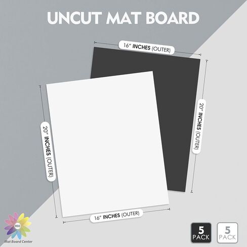 Mat Board Center 12x16 Uncut Mat Boards, White and Black,10 Pack | 4-Ply Thick Backing Matte Boards, Ideal for Prints, Frames, Photos, Crafts in Saudi Arabia