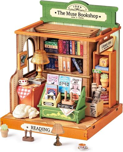 Rolife DIY Mini Building House Miniature Kit-The Muse Bookshop, Miniature Lifestyle Mini Bookshelf Decoration, DIY Hobbies/Gifts for Craftsman (The Muse Bookshop) in Saudi Arabia