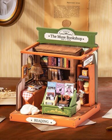 Rolife DIY Mini Building House Miniature Kit-The Muse Bookshop, Miniature Lifestyle Mini Bookshelf Decoration, DIY Hobbies/Gifts for Craftsman (The Muse Bookshop) in Saudi Arabia
