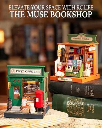 Rolife DIY Mini Building House Miniature Kit-The Muse Bookshop, Miniature Lifestyle Mini Bookshelf Decoration, DIY Hobbies/Gifts for Craftsman (The Muse Bookshop) in Saudi Arabia