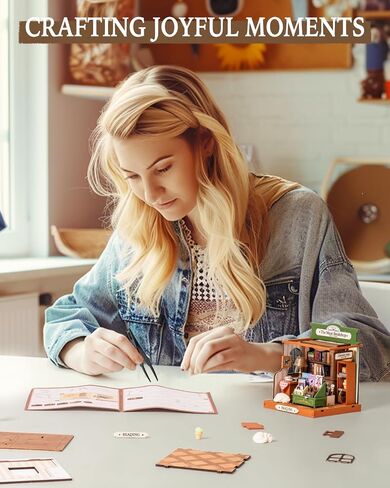 Rolife DIY Mini Building House Miniature Kit-The Muse Bookshop, Miniature Lifestyle Mini Bookshelf Decoration, DIY Hobbies/Gifts for Craftsman (The Muse Bookshop) in Saudi Arabia
