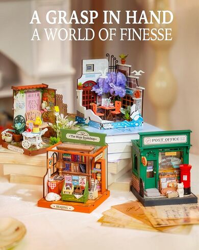 Rolife DIY Mini Building House Miniature Kit-Fancy Tea Yard, Miniature Lifestyle Mini Bookshelf Decoration, DIY Hobbies/Gifts for Craftsman (Fancy Tea Yard) in Kuwait