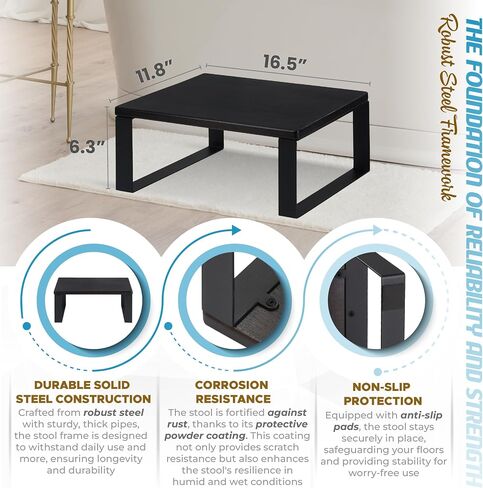 Wooden Step Stool - Heavy Duty One Step Stool - Holds up to 450Lb with Steel Frame for Kitchen/Bathroom/Bedside Step Stool (Walnut) in Saudi Arabia