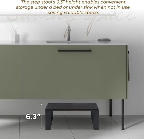 Wooden Step Stool - Heavy Duty One Step Stool - Holds up to 450Lb with Steel Frame for Kitchen/Bathroom/Bedside Step Stool (Walnut) in Saudi Arabia