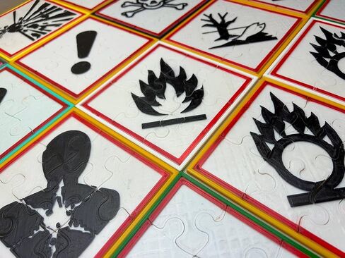 Didactica3d Interactive GHS Pictograms Puzzles, Teach Employees Safety, Hazardous Chemicals Game, Learning safety, Educational Toys for workers (Flame Over Circle) in Saudi Arabia