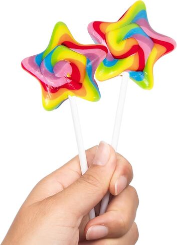 Narwhal Novelties Star Lollipop, Bulk Candy Individually Wrapped, Christmas Candy Bulk, Christmas Candy Stocking Stuffers, Kids Birthday Party Favor, 2" Large Rainbow Swirl Loliipops (Pack of 18) in Saudi Arabia