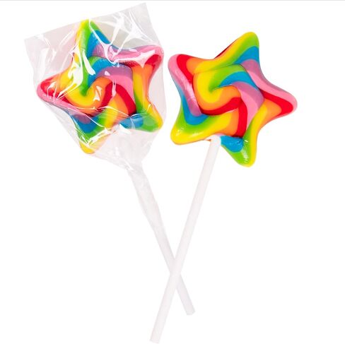 Narwhal Novelties Star Lollipop, Bulk Candy Individually Wrapped, Christmas Candy Bulk, Christmas Candy Stocking Stuffers, Kids Birthday Party Favor, 2" Large Rainbow Swirl Loliipops (Pack of 18) in Saudi Arabia