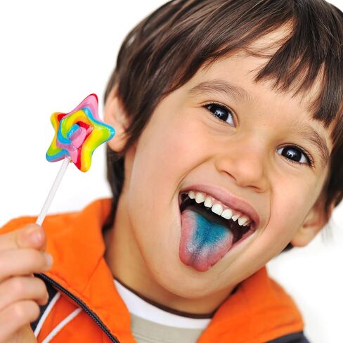 Narwhal Novelties Star Lollipop, Bulk Candy Individually Wrapped, Christmas Candy Bulk, Christmas Candy Stocking Stuffers, Kids Birthday Party Favor, 2" Large Rainbow Swirl Loliipops (Pack of 18) in Saudi Arabia