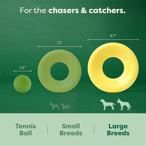 Earth Rated Flying Disc Dog Toy, Interactive Flying Saucer Toy for Adult and Puppy Dogs, Floats in Water, Large, Yellow in Saudi Arabia