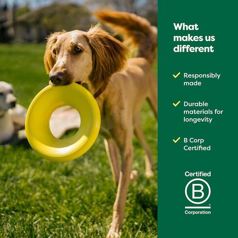 Earth Rated Flying Disc Dog Toy, Interactive Flying Saucer Toy for Adult and Puppy Dogs, Floats in Water, Large, Yellow in Saudi Arabia
