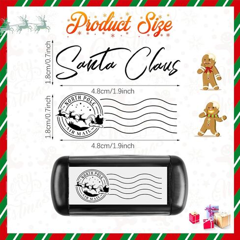 Kosiz 4 Pcs Santa Claus Signature Stamp North Pole Reindeer Stamp Christmas Self Inking Rubber Stamp Holiday Stamp with Red Ink Christmas Gift Tag for Kids Adults Office School Home Party in Saudi Arabia