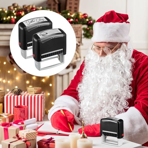 Kosiz 4 Pcs Santa Claus Signature Stamp North Pole Reindeer Stamp Christmas Self Inking Rubber Stamp Holiday Stamp with Red Ink Christmas Gift Tag for Kids Adults Office School Home Party in Saudi Arabia
