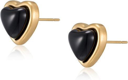 Heart Stud Earrings for Women 10mm 14K Gold Plated Handmade Heart Crystal Earrings Gemstone Earrings Birthstone Jewelry Gifts for Mother Daughter Wife Mom Girlfriend Her (malachite) in Saudi Arabia