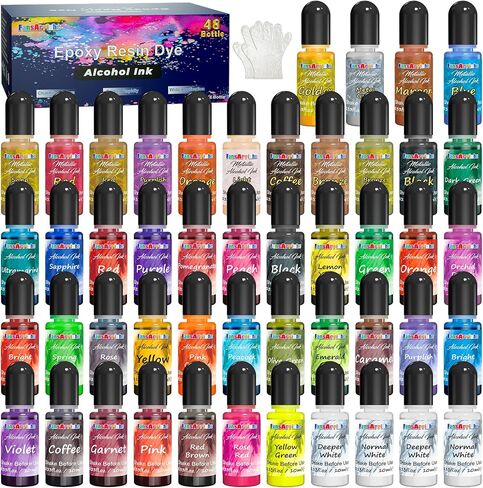 Metallic Alcohol Ink Set - 20 Metal Colors, Concentrated Alcohol-Based Ink, Epoxy Resin Paint Dye for Resin Coasters, Acrylic Painting, Tumbler Making,10 ml Each in Kuwait