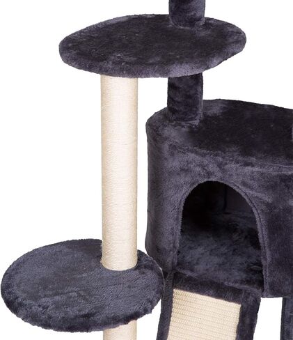 Hey-brother Cat Tree with Scratching Board, Cat Tower with Padded Plush Perch and Cozy Basket, Multi-Platform for Jump, Smoky Gray MPJ005G in Saudi Arabia