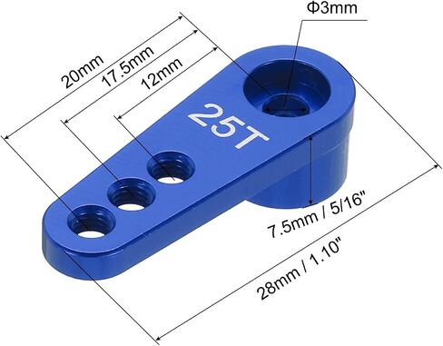 MECCANIXITY 5 Pcs Aluminum Servo Horn 25T Servo Horn Steering Short Arm 28mm Length Blue Suitable for DIY RC Car/Boat/Airplanes Boat Model Accessories in Saudi Arabia