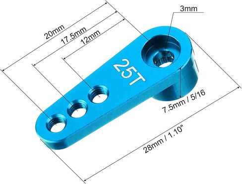 MECCANIXITY 5 Pcs Aluminum Servo Horn 25T Servo Horn Steering Short Arm 28mm Length Blue Suitable for DIY RC Car/Boat/Airplanes Boat Model Accessories in Saudi Arabia