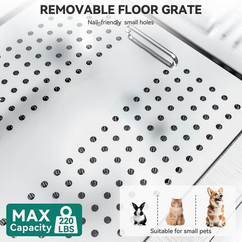 YITAHOME Professional Dog Bathtub 38in Stainless Steel 304 Dog Bathing Station for Home with Storage Shelf, Faucet, Floor Grate, Pet Washing Station w/Left Stairs for Medium, Small Pets in Saudi Arabia