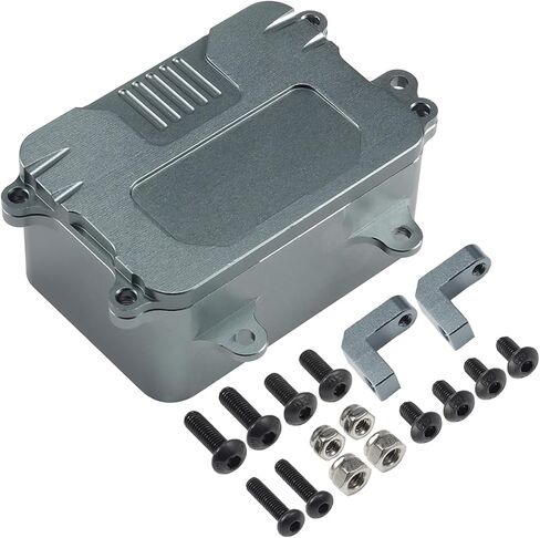 1/10 receiver box Aluminum Alloy Receiver Box ESC Radio Electronic Tray for 1/10 RC Crawler Axial SCX10 D90 D110 Chassis SCX10 upgrades accessories (1/10 receiver box grey) in Saudi Arabia