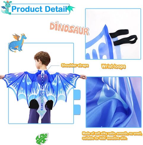 Dragon Wings Costume for Kids Dinosaur-Masks as Party Favors Toddler Dress-Up Clothes Dramatic Play Birthday Gifts in Saudi Arabia