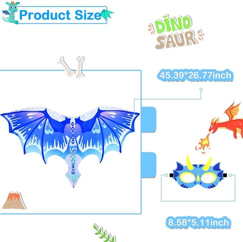 Dragon Wings Costume for Kids Dinosaur-Masks as Party Favors Toddler Dress-Up Clothes Dramatic Play Birthday Gifts in Saudi Arabia