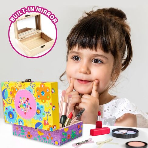 Ambesi Paint Your Own Wooden Treasure Box, Arts and Crafts Kit for Kids Girls Ages 4-12, Decorate Your Own Jewelry Box, Art DIY Treasure Box Set, Gifts for Birthday Christmas Valentine Day in Saudi Arabia