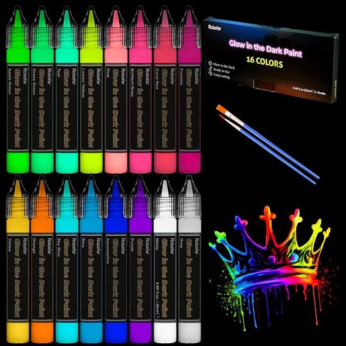 Roizefar Glow in the Dark Paint, 10 Colors Permanent Fabric Paints in Saudi Arabia